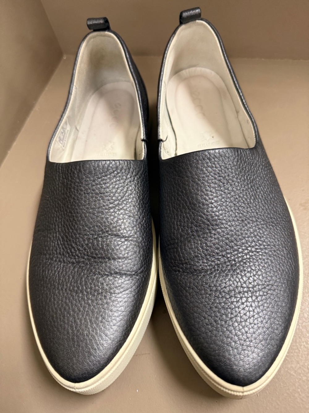ECCO Gillian Slip-On Pebbled Soft Metallic Black Leather Pointed Toe Loafer